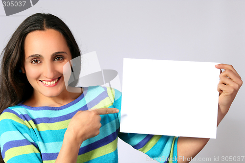 Image of Woman holding a blank paper