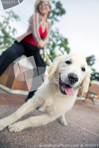 Image of model with dog