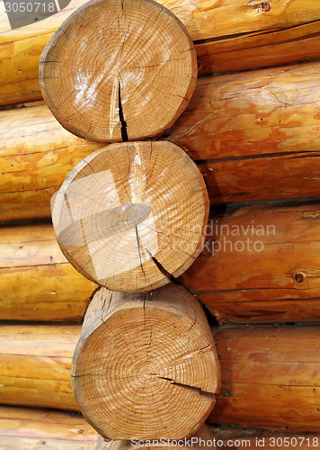 Image of beams in section on wood lodge