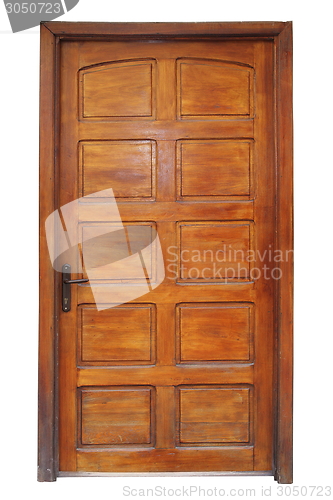 Image of isolated wood door with frame