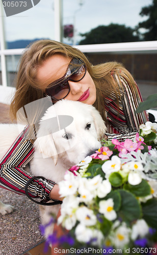 Image of model with dog