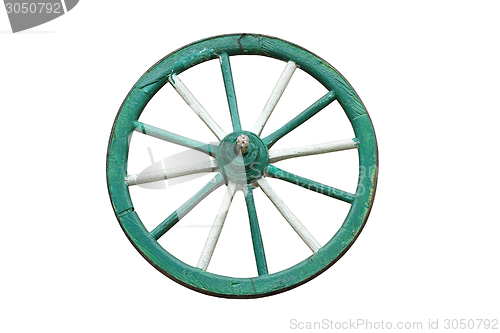 Image of traditional cart wooden wheel