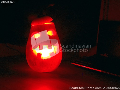 Image of Cheerful red pumpkin at Halloween night