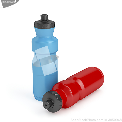 Image of Blue and red plastic bottles