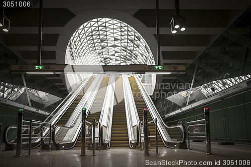 Image of Moving escalator in the business center
