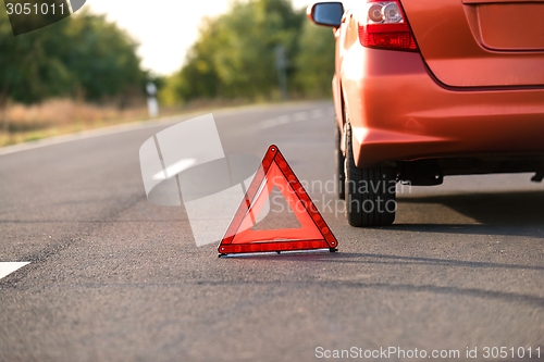 Image of Red triangle of a car