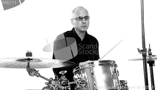 Image of drummer on white