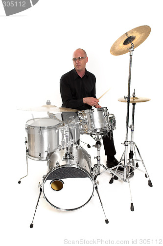 Image of drummer on white