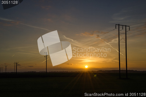 Image of Power lines at sunset