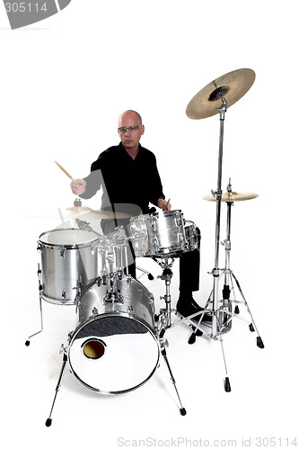 Image of drummer on white