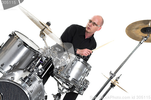 Image of drummer on white