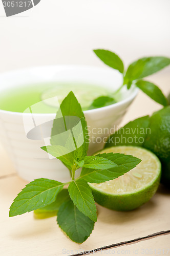 Image of mint infusion tea tisane with lime