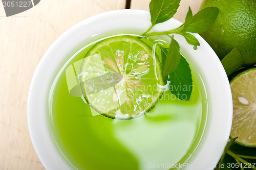 Image of mint infusion tea tisane with lime
