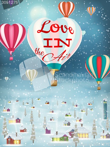 Image of Bright balloon flying over Village. EPS 10