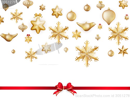 Image of White isolated card with christmas balls. EPS 10