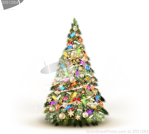 Image of Christmas tree isolated on white. EPS 10