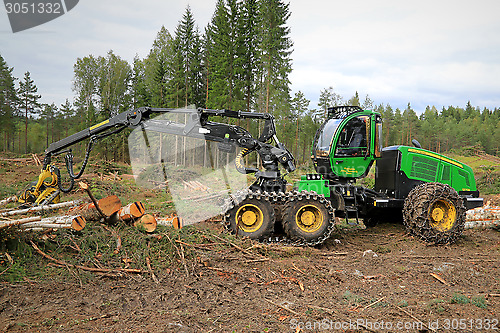 Image of John Deere 1270E Wheeled Harvester in Forest