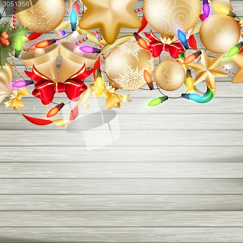 Image of Christmas card with baubles. EPS 10