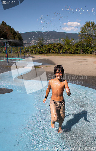 Image of boy running in water