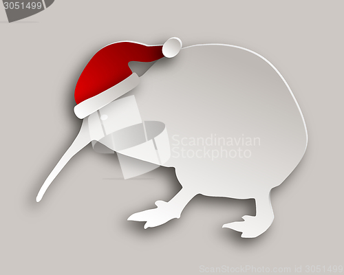 Image of Kiwi with christmas cap