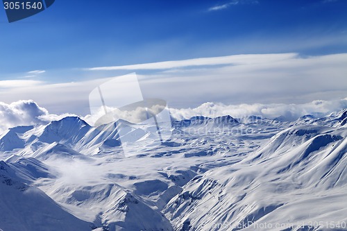 Image of Snow plateau and sky with clouds