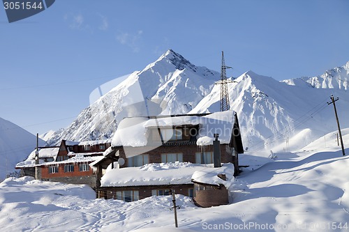 Image of Hotels in winter snowy mountains