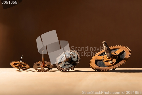 Image of Old gears on table