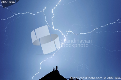 Image of Lightning strikes down