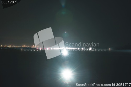 Image of Landing lights at the airport runway