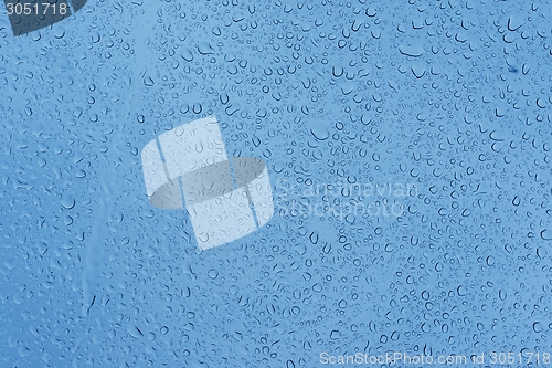 Image of Natural water drops on glass