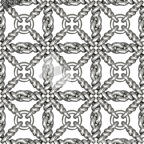 Image of Seamless pattern of silver wire mesh or fence on white