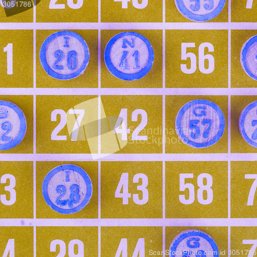 Image of Yellow bingo card isolated