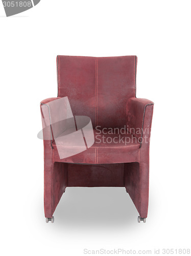 Image of Red leather dining room chair 