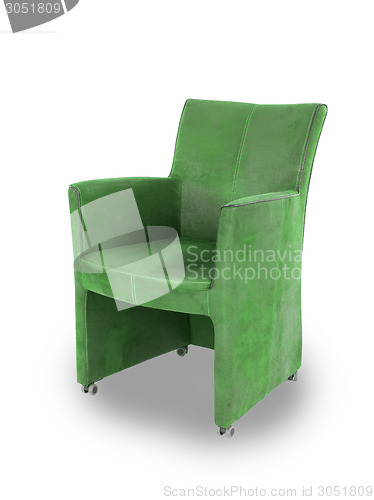 Image of Green leather dining room chair 