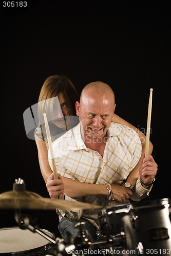 Image of bugging drummer