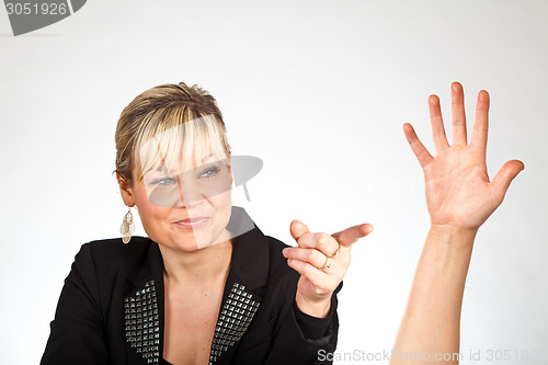 Image of Studio portrait of a cute blond girl