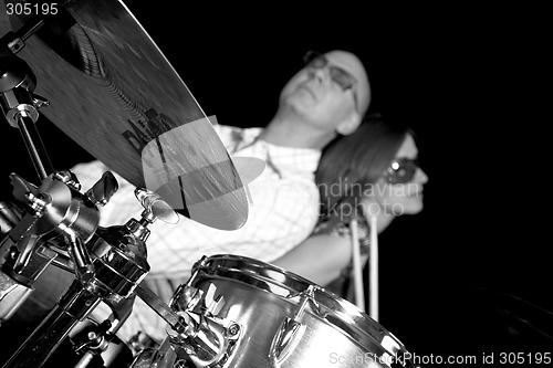 Image of posing on drums