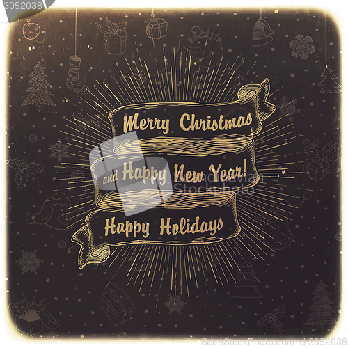 Image of Vintage Merry Christmas Card Design