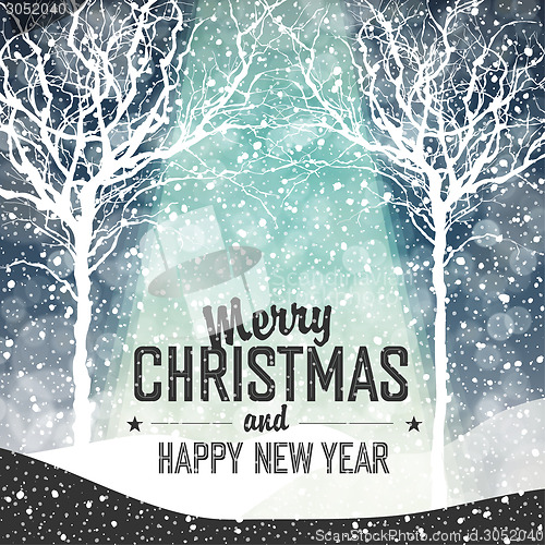 Image of Falling Snow. Merry Christmas Background with Text