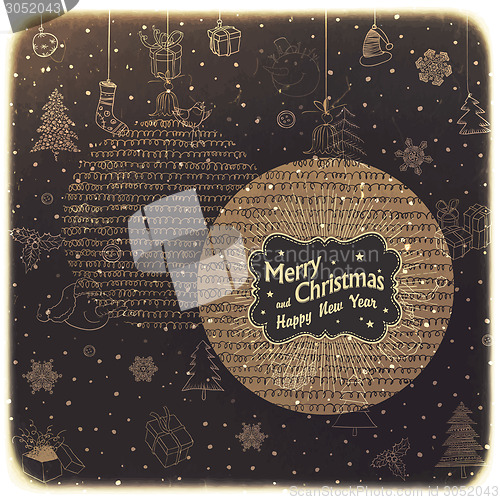 Image of Vintage Merry Christmas Card Design