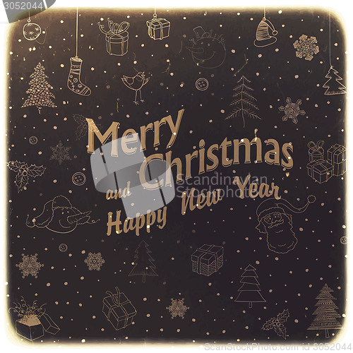 Image of Vintage Merry Christmas Card Design