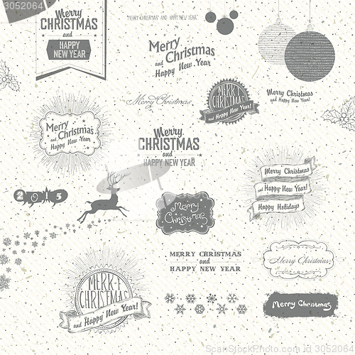 Image of Merry Christmas And Happy New Year Elements. Typographic, Hand-D