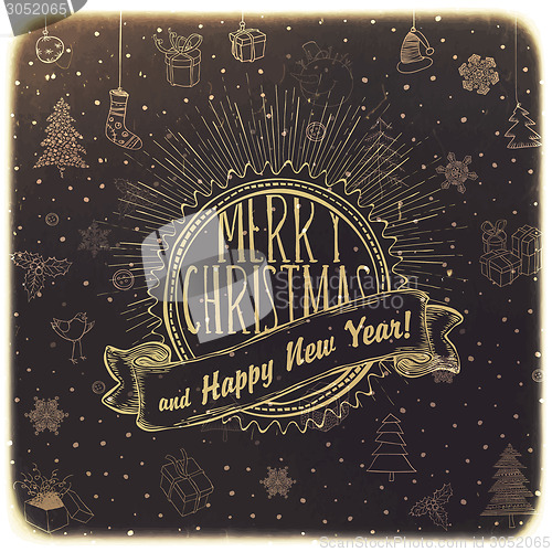 Image of Vintage Merry Christmas Card Design