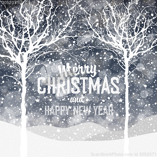 Image of Falling Snow. Christmas Background with Text