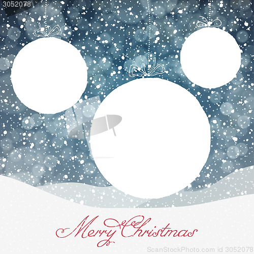 Image of Christmas Ball Symbol and Falling Snow and Isolated Areas for Te