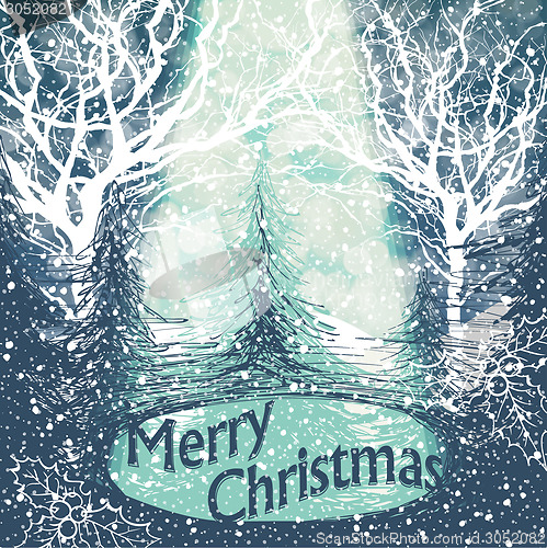 Image of Falling Snow. Christmas Background with Text