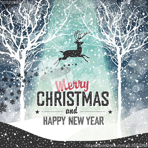 Image of Falling Snow. Merry Christmas Background with Text