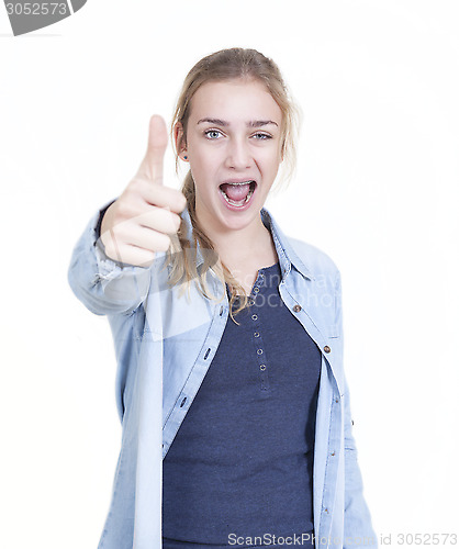 Image of youthful girl thumbs up