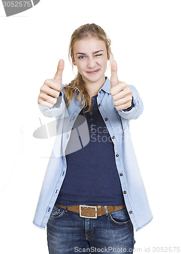 Image of young girl two thumbs