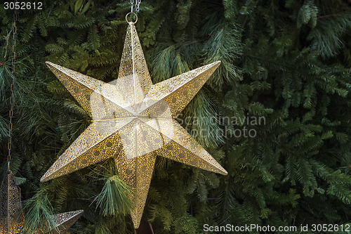 Image of Decoration golden star Christmas Market